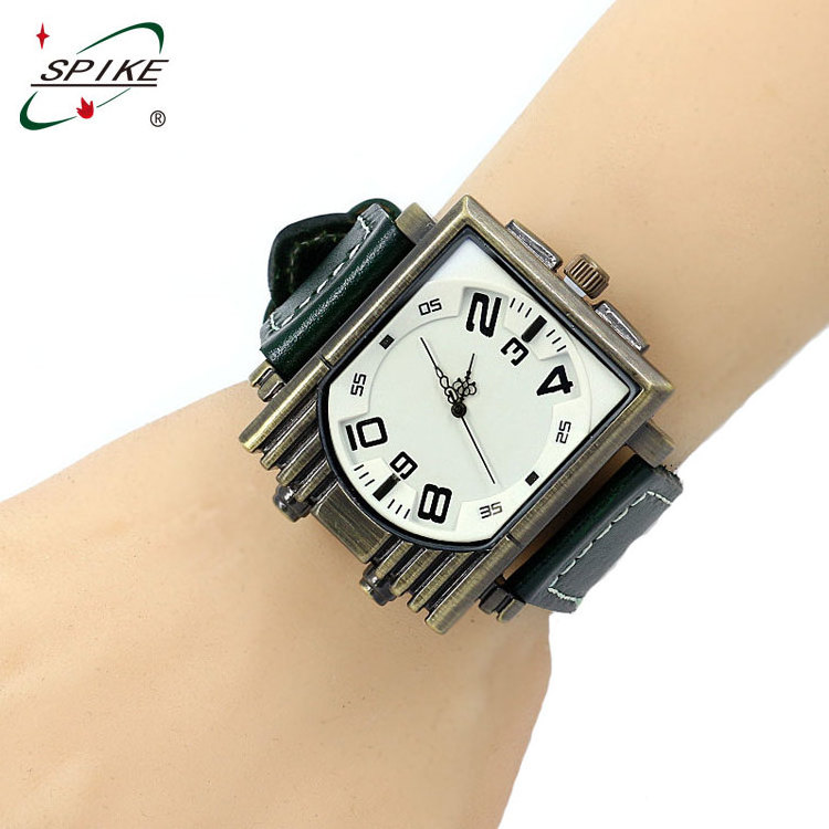 Square leather watch with stainless back case japan movement quartz watch sr626sw square