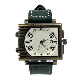 Square leather watch with stainless back case japan movement quartz watch sr626sw square