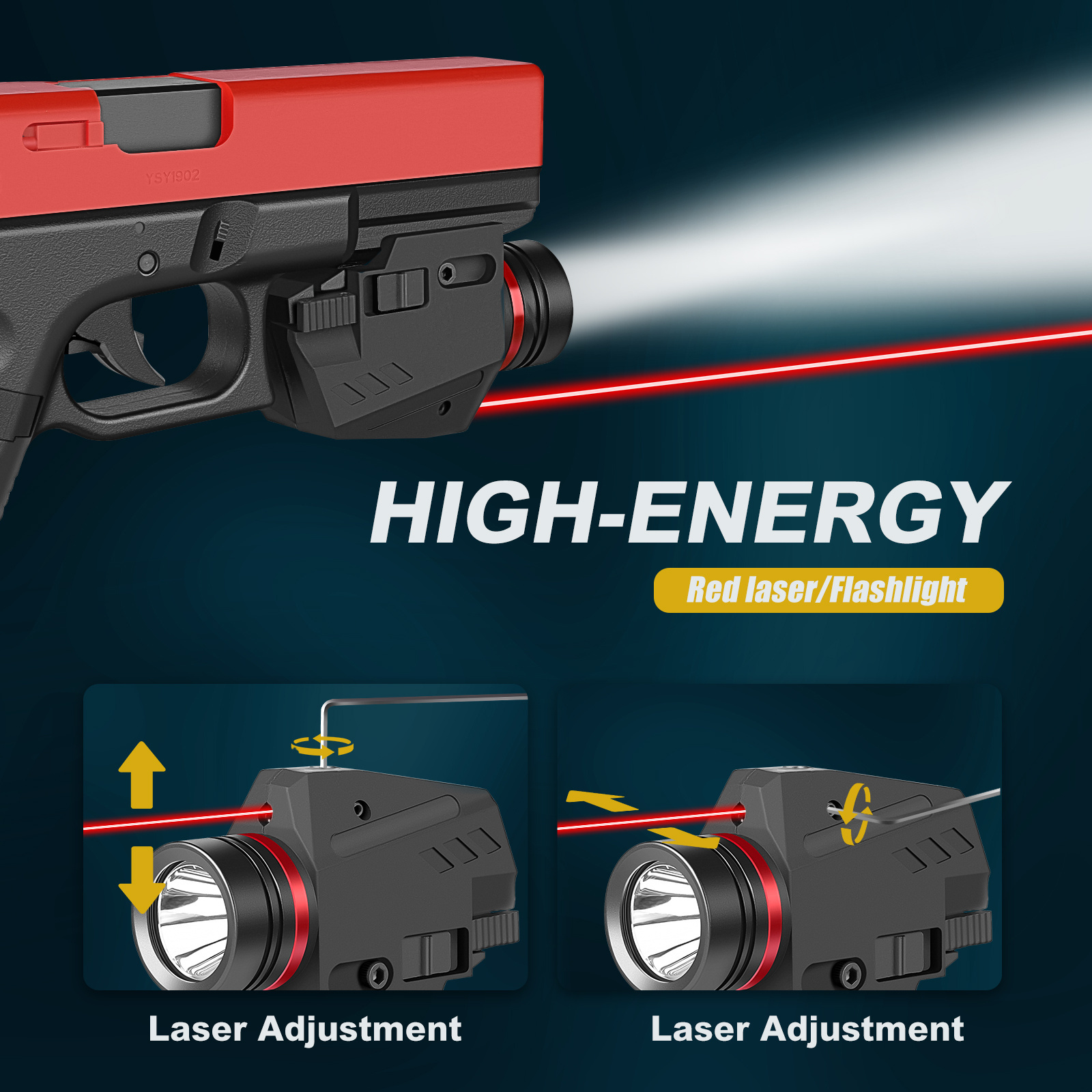 SPINA 150 Lumens Mount Tactical LED Flashlight and Red Laser Sight for Hunting