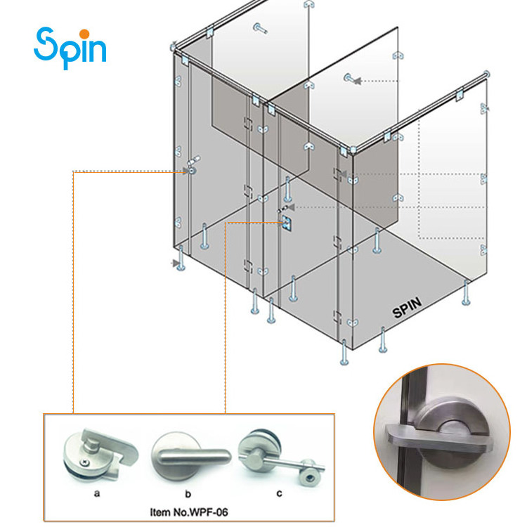 shower bathroom Partition coin operated cubic public toilet door indicator lock