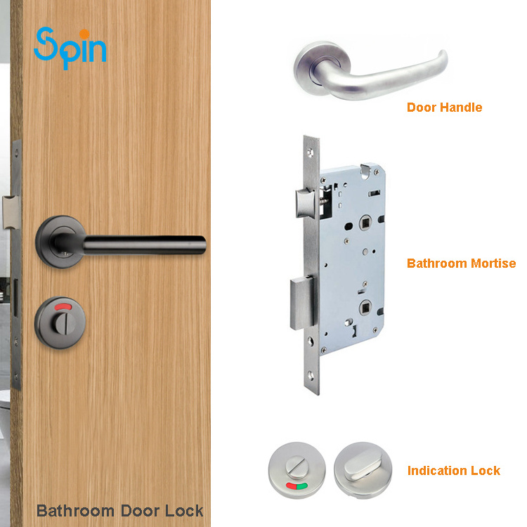 double sided washroom push sliding door knob pull key lock bathroom door handle lock