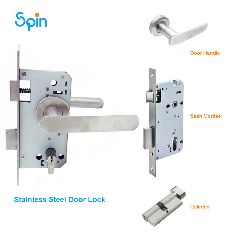 Stainless steel safety lock inserts in the door combination the anti-theft door lock