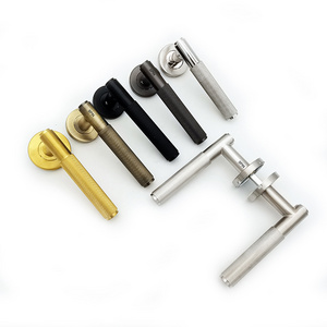 luxury modern zinc alloy interior privacy door lever lock set gold black knurled door handles