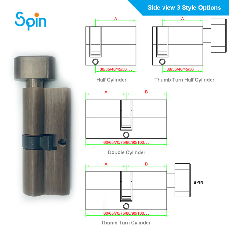 Euro Profile Double Side Half Cylinder Brass Bronze Pin Mortise Door Lock Cylinder With Key