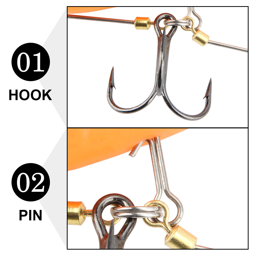 Spinpole Stinger Fishing Rig Hook for Big Shad Center Pin Screw Connector Set Pike Bass Perch Bait Barbed Sharp Treble Fish Hook