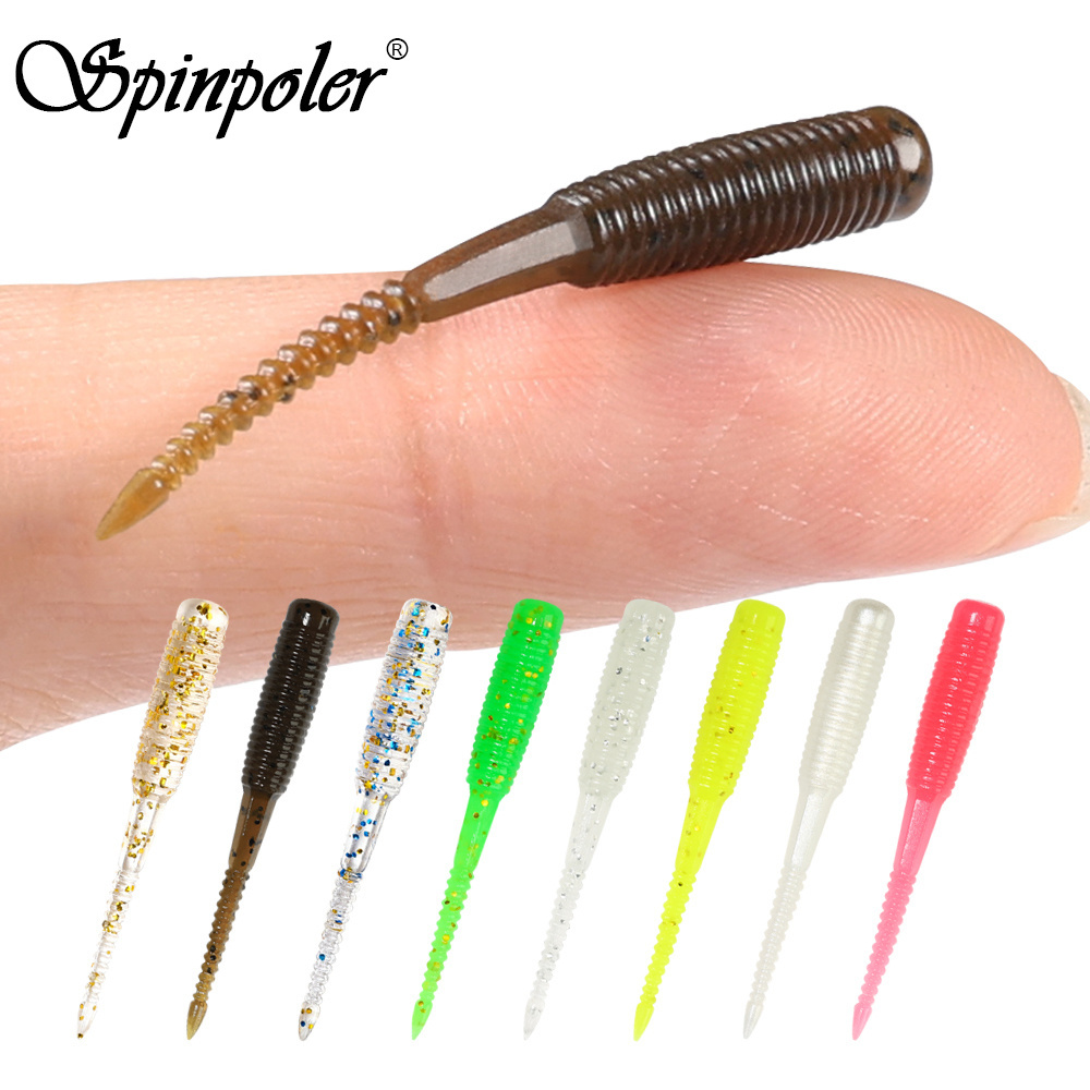 Spinpoler Mini Ocean Rock Fishing Soft Worm Lures Rubber Soft Baits 3.5cm TPR Floating Baits Ocean Sea Fish Shad Ajing Ice Lure