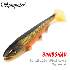 Bombshad Soft Fishing Lure Silicone Bait 14cm 18cm Swimbait Big Game Shad Artificial T Tail Boat Sea Trolling Saltwater Tackle