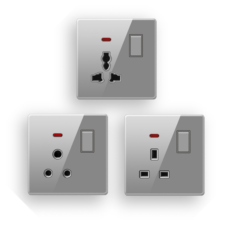 Modern Surface Mount 250V 86MM EU UK Home 1/2/3 Groups Acrylic Electric Luxury Wall Light Wall Switches and Sockets