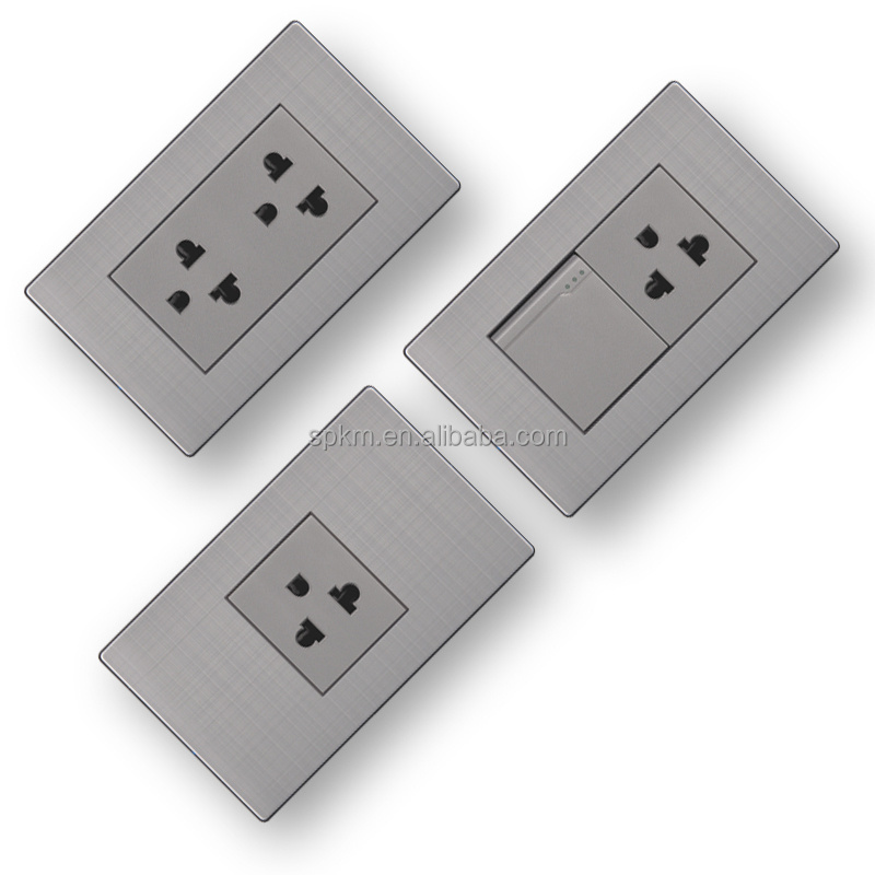 118 Type South American standard universal stainless steel panel home wall switches and sockets Electrical