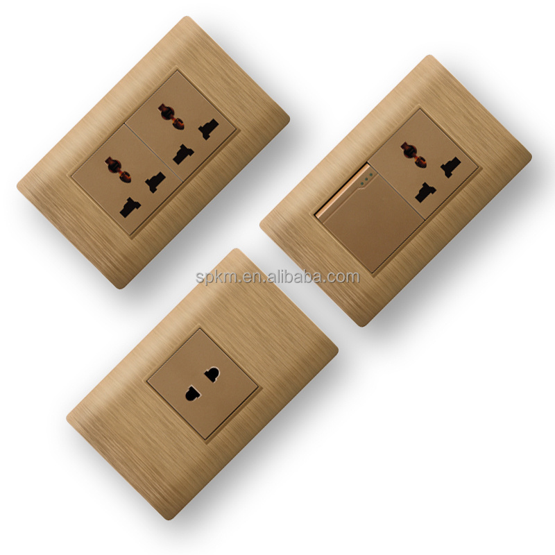 SPKM American standard  Retro design brushed PC material push button wall switches and sockets electrical