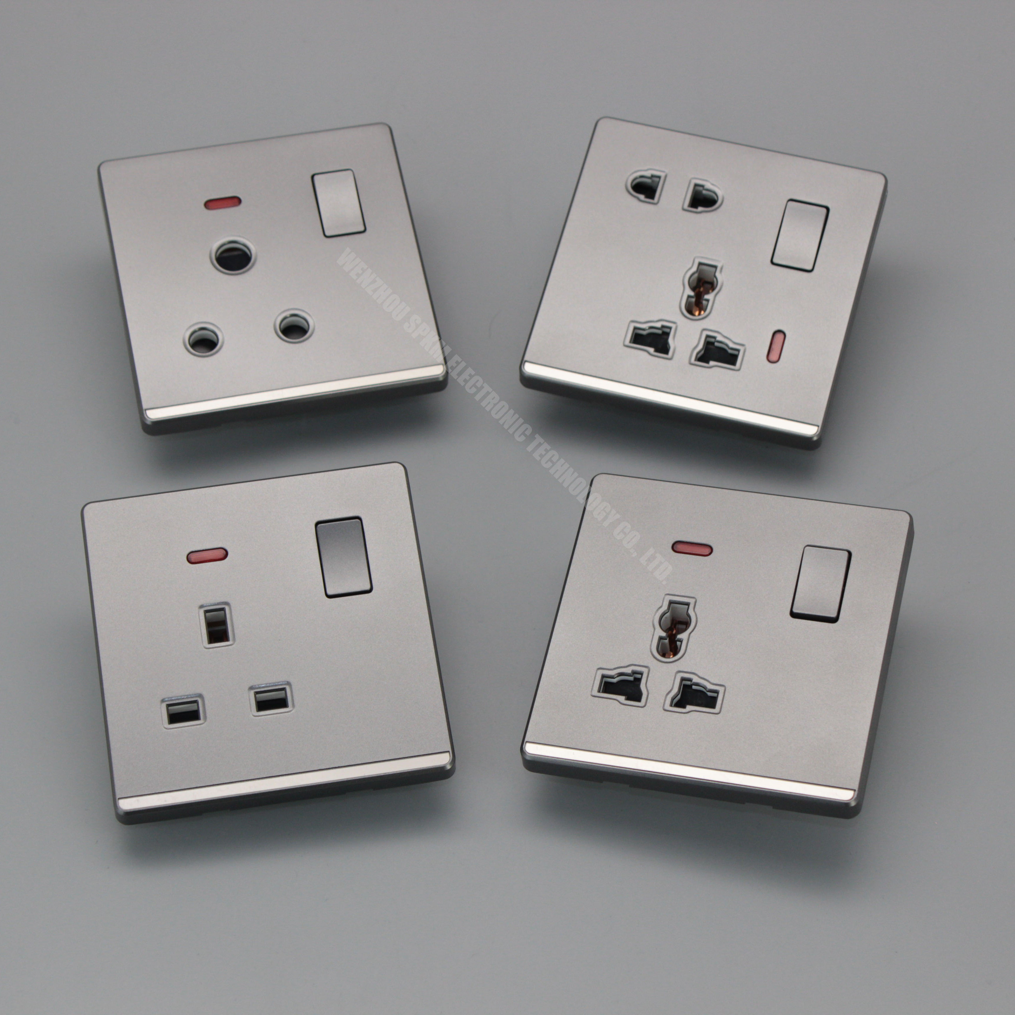 A4 SPKM Hot selling double 2 gang 16A uk standard wall switch and socket universal electrical socket light switch