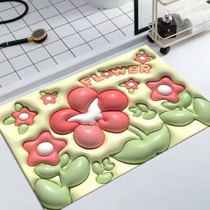 Hot Selling Mat 3D Diatomite Bath Stone Bath Mats Diatomaceous Earth Shower Bathmat anti slip rubber back floor rugs