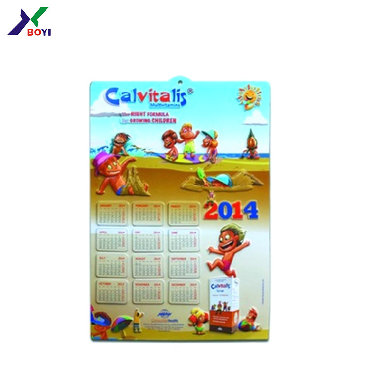 Promotional Custom Embossed plastic Calendar, 3D Plastic Wall Calendar