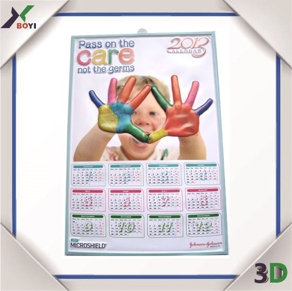 Promotional Custom Embossed plastic Calendar, 3D Plastic Wall Calendar