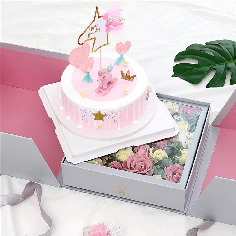 Paper Customized Luxury Tall Birthday Surprise Wedding Valentine Money Fancy Big Square Cake Box Packaging Wholesale For Sale