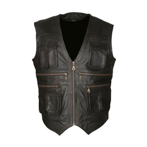 New Breathable Outdoor Fashion Wear High Quality Leather Hunting Vest  Trendy Classy Look Top Selling Leather Hunting Vest