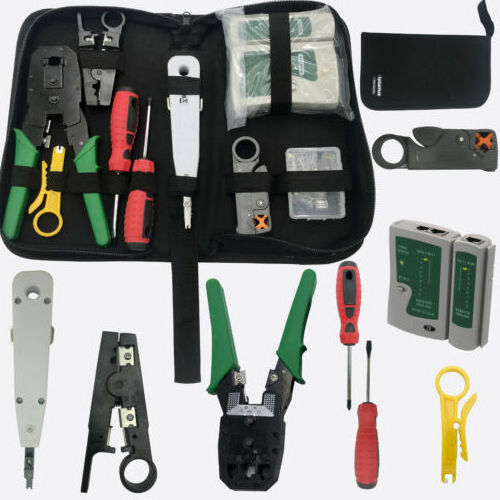 RJ45 Ethernet Cable Tester Crimper Stripper Cutter Punch Down Tool Network Kit