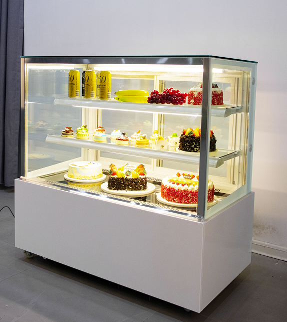 Square Glass Pastry Showcase Refrigerated Cake Counter top Bakery Display Case Cabinet