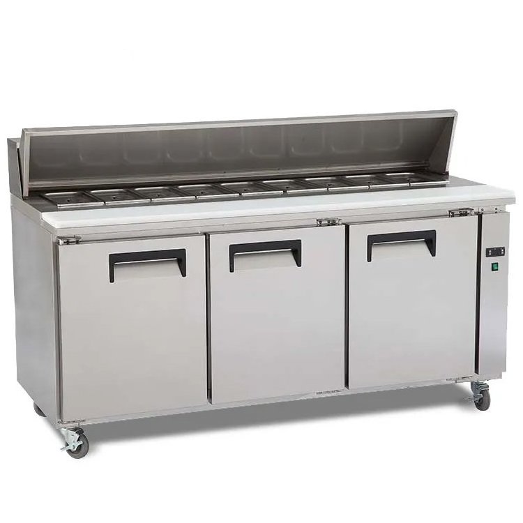 Commercial Stainless Steel Countertop Glass Refrigerated Display Cooler Salad Bar