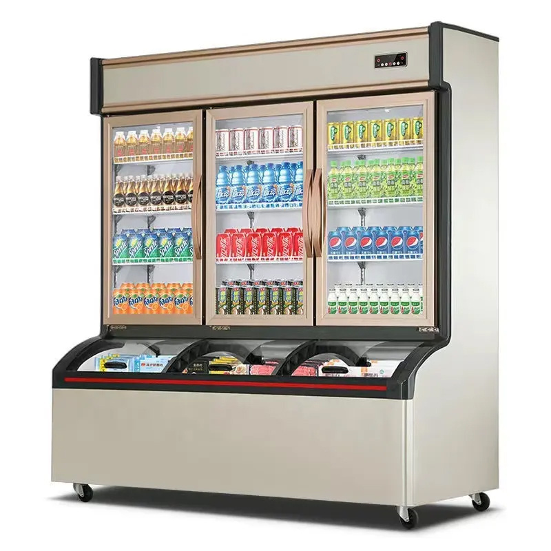 SPM Multi Deck Upright Chiller Vegetable Fish Display Refrigerator For Convenience Store