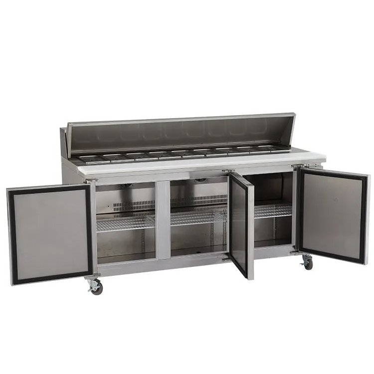 Commercial Stainless Steel Countertop Glass Refrigerated Display Cooler Salad Bar