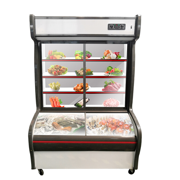 SPM Multi Deck Upright Chiller Vegetable Fish Display Refrigerator For Convenience Store