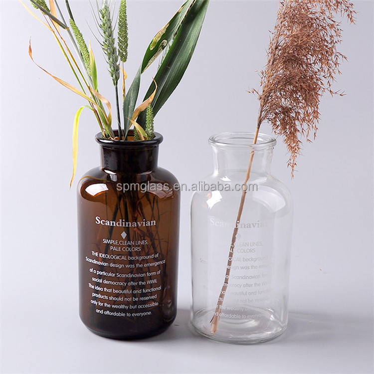 clear or amber glass vases wholesale cheap / clear glass wholesale apothecary jars