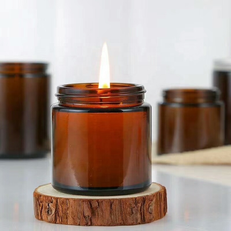 4oz and 8oz soy amber glass candle holder as popular amber glass jar candle making