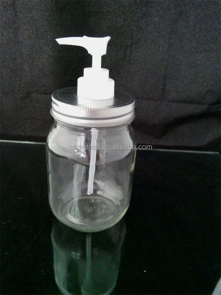 500ml glass sauce dispenser with pump lid