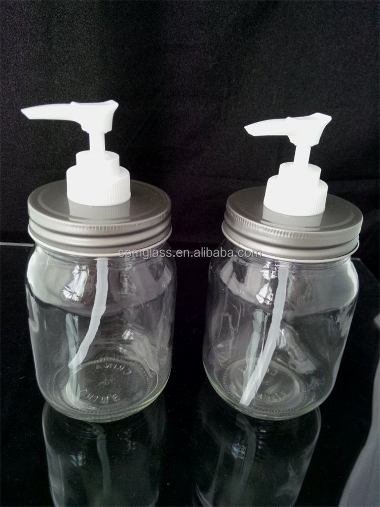 500ml glass sauce dispenser with pump lid