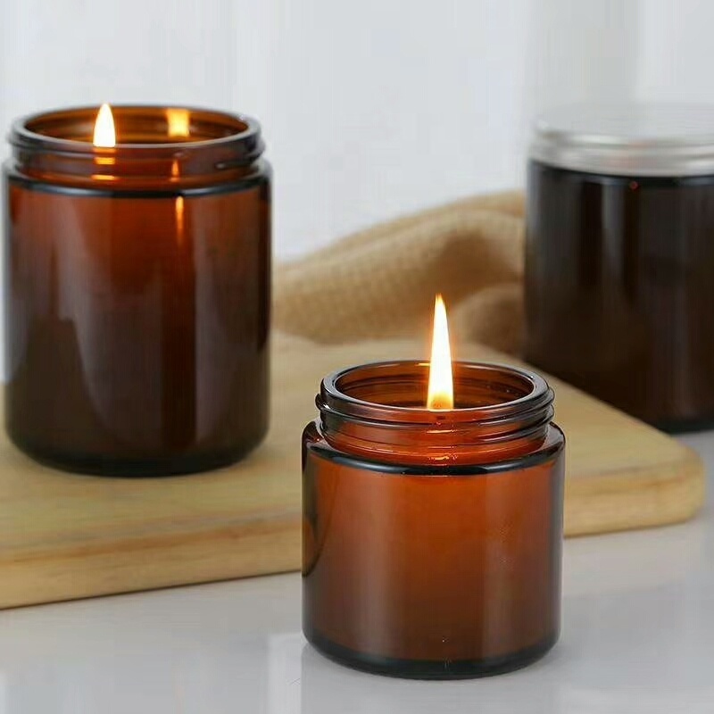 4oz and 8oz soy amber glass candle holder as popular amber glass jar candle making