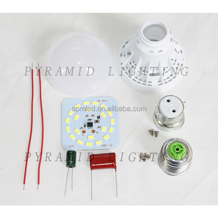 3W 5W 7W 9W 12W E27/B22 Cheap LED Light Bulb Parts Plastic Spare part SKD CKD LED Bulb