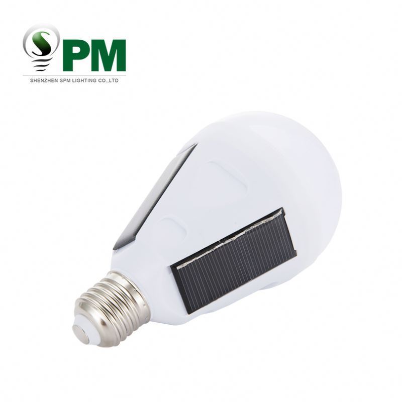 shenzhen e27 7w 12w ce rohs solar rechargeable led outdoor light bulb