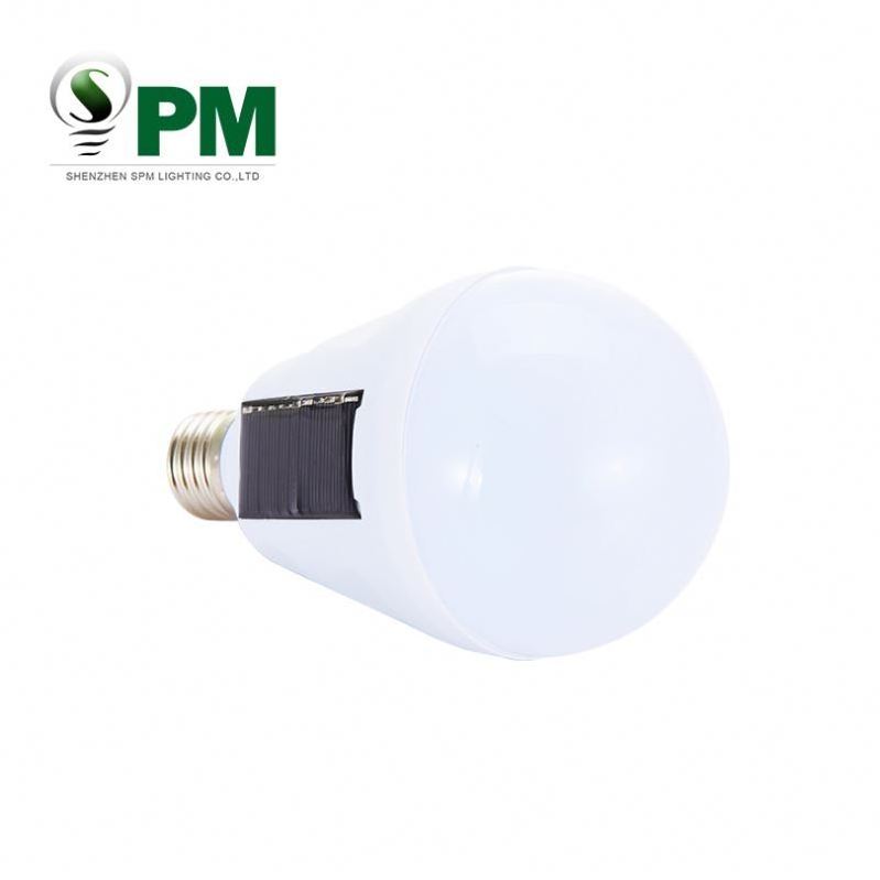 shenzhen e27 7w 12w ce rohs solar rechargeable led outdoor light bulb