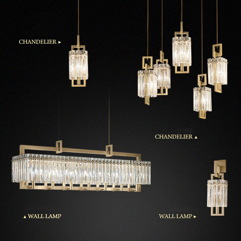 Unique fancy lustre pendant lights large glass blown home living room long rectangle elegant modern hang crystal chandelier