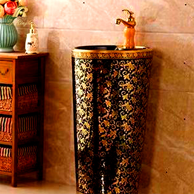 Springlegroup bathroom gold black diamond golden wc ceramic toilet