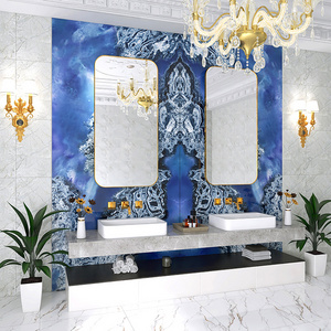 Big slab foshan building materials large format blue marble glazed tiles luxury hotel bathroom designs wall decor slab tiles