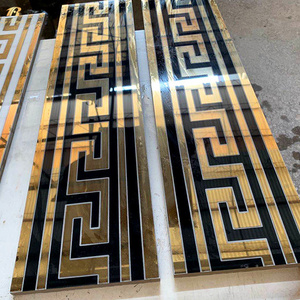 Bathroom ceramic tile gold border wall floor tiles borders decorative luxury villa Polished black gold ceramic border tile