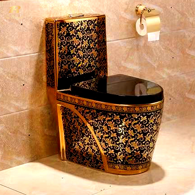 Springlegroup bathroom gold black diamond golden wc ceramic toilet