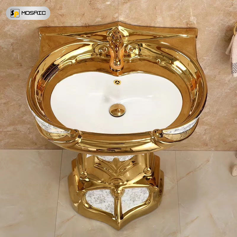 Gold European style pedestal series golden pattern shape high-grade custom ceramic bathroom golden toilet