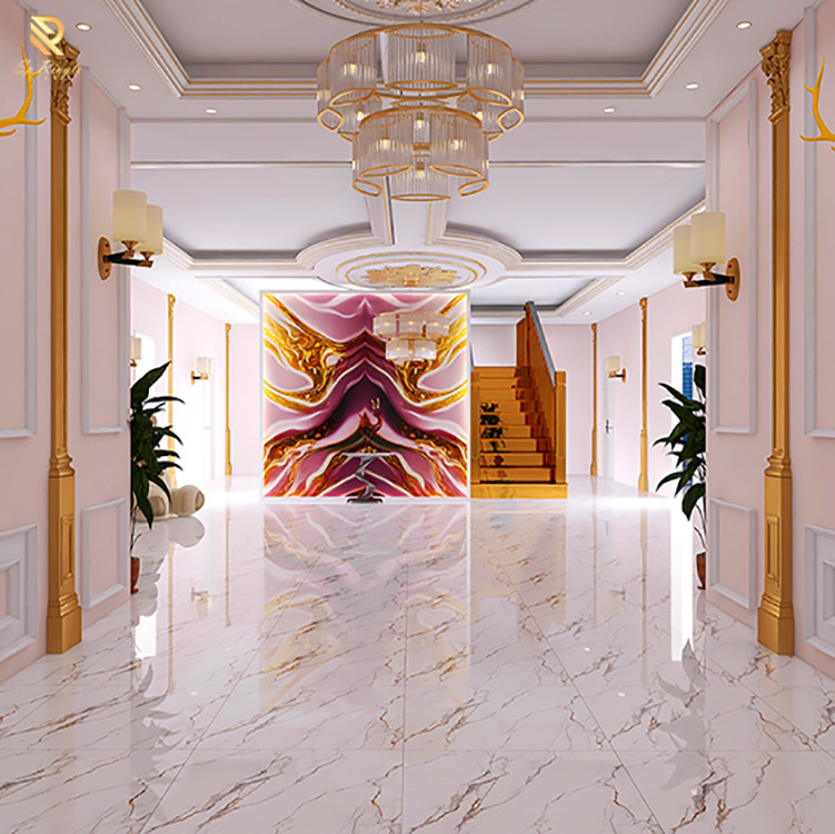 Large marble look porcelain glazed slab pink polished black white onyx agate blue polished slab porcelain wall and floor tile