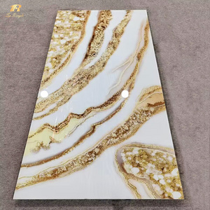 Large format design shiny tv background wall tiles modern decorative ceramics porcelain polished glazed marble look slab tile