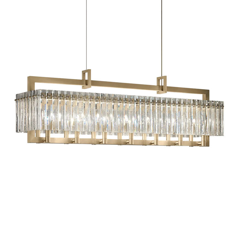 Unique fancy lustre pendant lights large glass blown home living room long rectangle elegant modern hang crystal chandelier