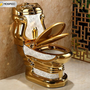 Gold European style pedestal series golden pattern shape high-grade custom ceramic bathroom golden toilet