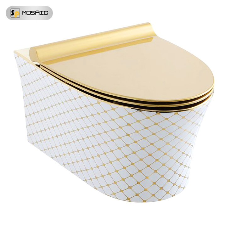 European And American Modern Golden Patterned Texture Bathroom Bidet Series Luxury bathroom ceramic toilet