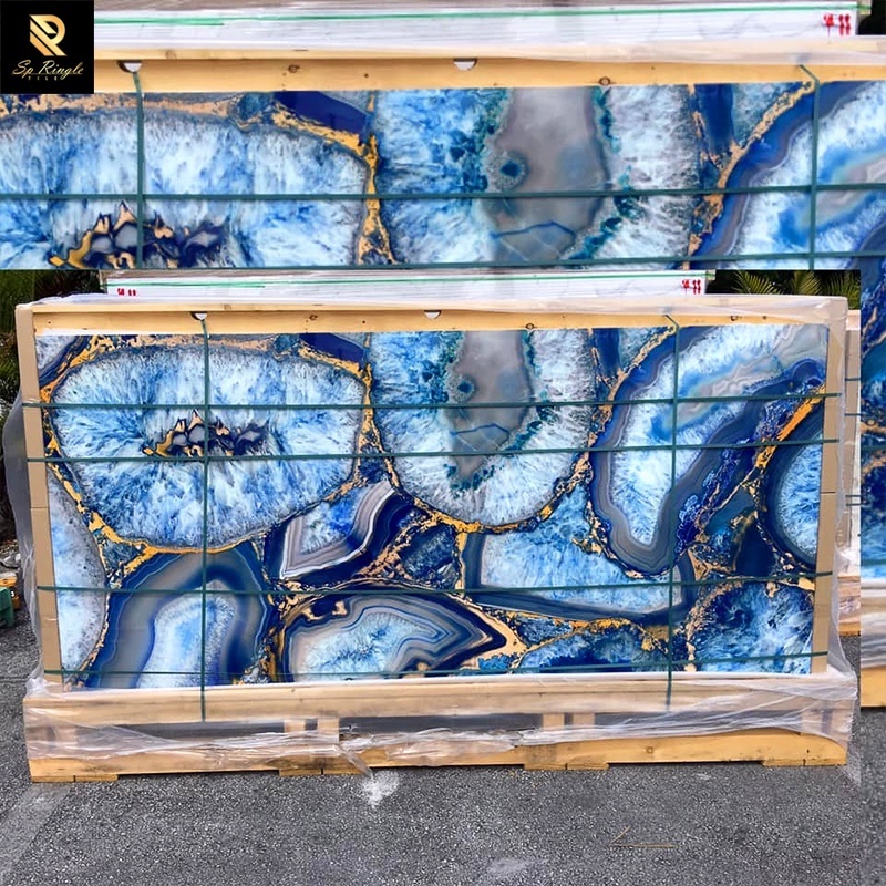 Springletile 60x120 onyx marble gold blue sapphire cobblestone Agate stone emerald wall tiles