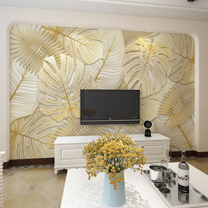 Springletile antique mirror glass polished porcelain leaf shaped luxury 3d white golden living room ceramic wall tiles