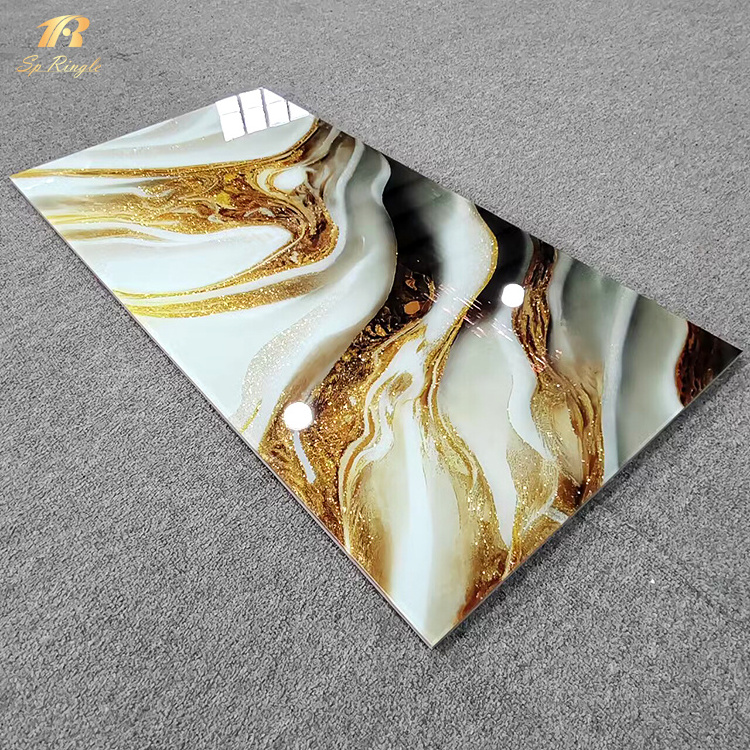 White and gold ceramic luxury modern wall tile kitchen backsplash sintered stone polished glazed porcelain marble big tile slab