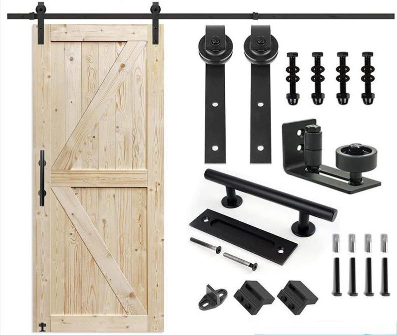 Black Bent Straight Sliding Barn Wood Closet Interior Door Track Rail Hardware Kit Barn Door Track  for 1.5m door