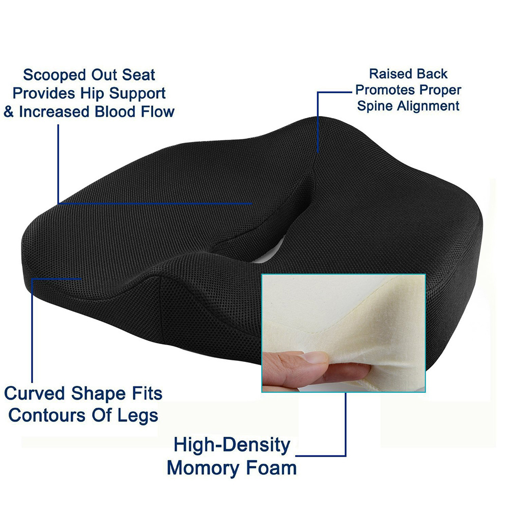 Custom Car Chair Wheelchair Pain Relief Orthopedic Coccyx Ergonomic Memory Foam Seat Cushion & Pillow